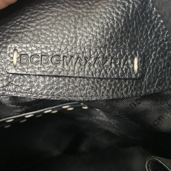 BCBGMaxAzria Black Pebbled Leather Handbag /Purse/with Gorgeous Stitching - Picture 12 of 16